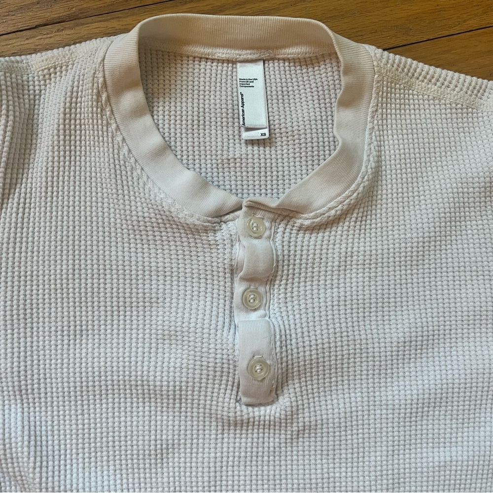 Cream American Apparel Waffle Knit Top